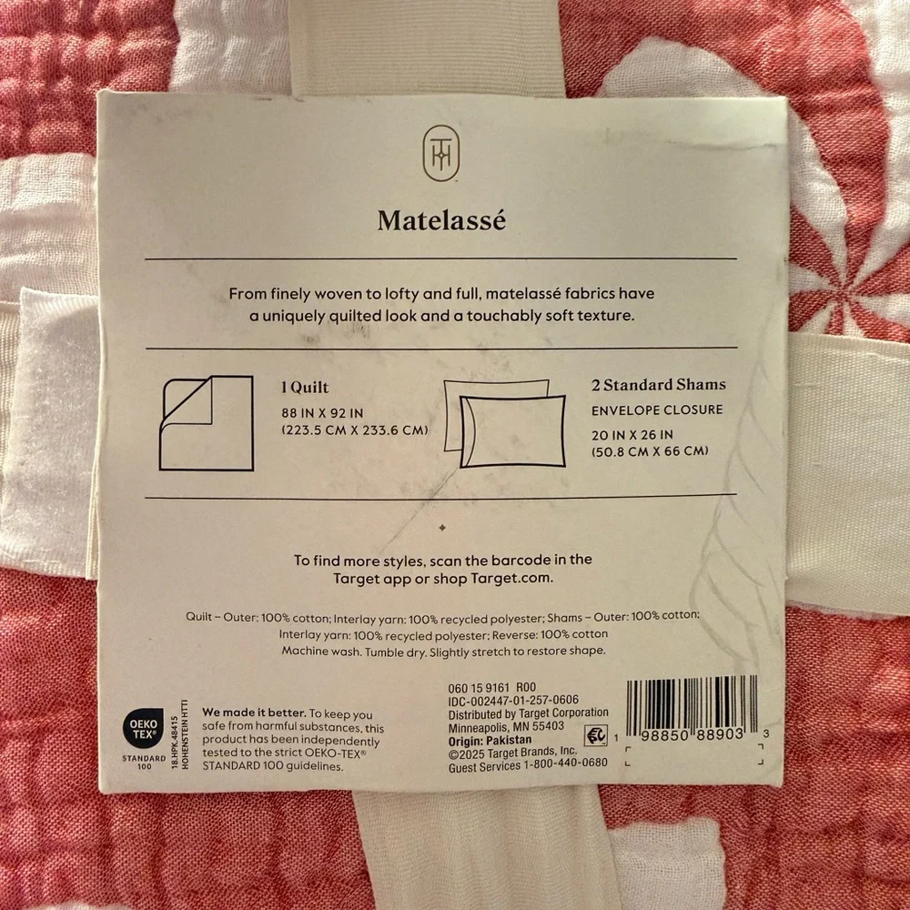 Threshold Pink and White Quilted Bedding